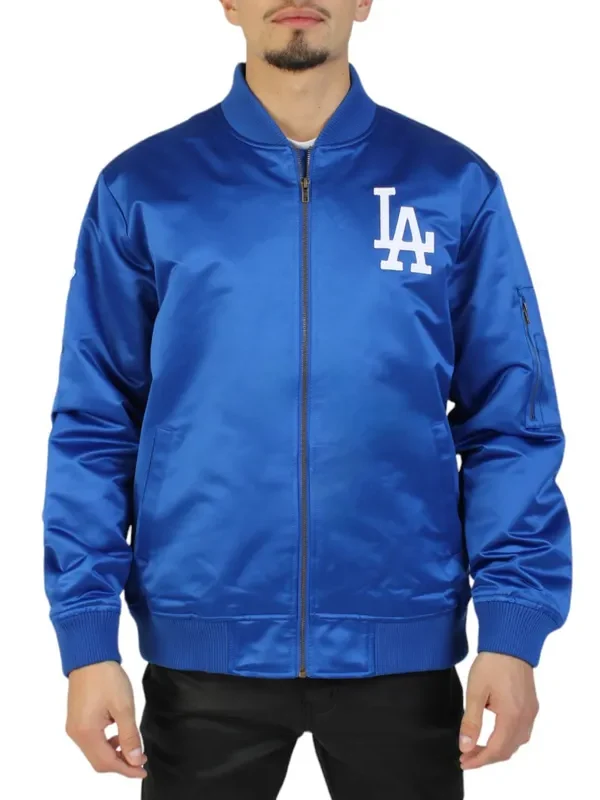 LA Dodgers Vintage Logo Royal Lightweight Satin Jacket
