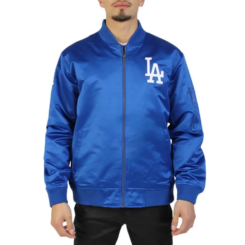 LA Dodgers Vintage Logo Royal Lightweight Satin Jacket LA Dodgers Vintage Logo Royal Lightweight Satin Jacket
