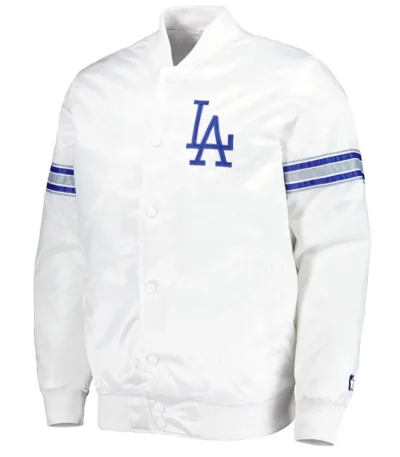 LA Dodgers White Power Forward Satin Jacket