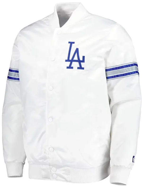LA Dodgers White Power Forward Satin Jacket