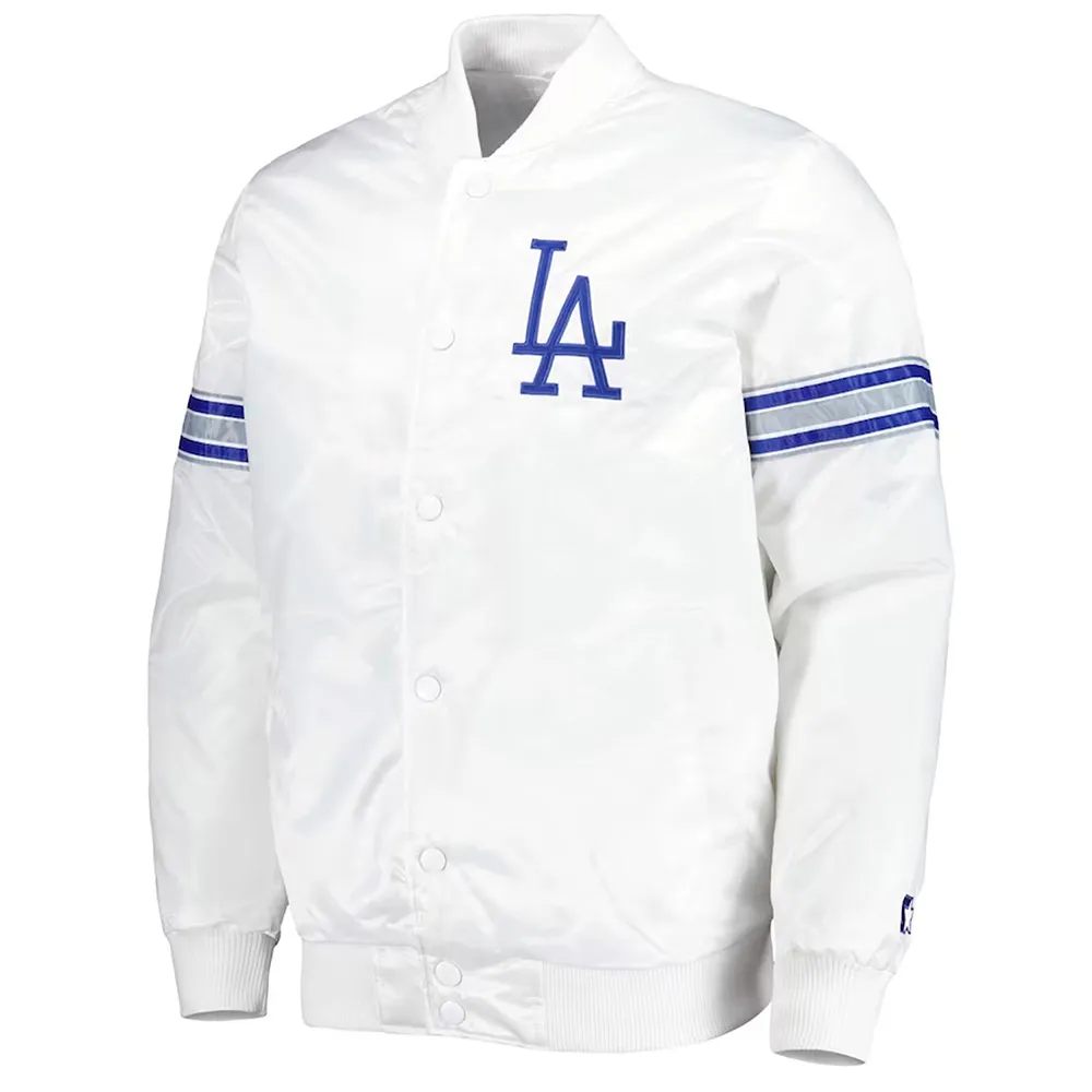 LA Dodgers White Power Forward Satin Jacket LA Dodgers White Power Forward Satin Jacket