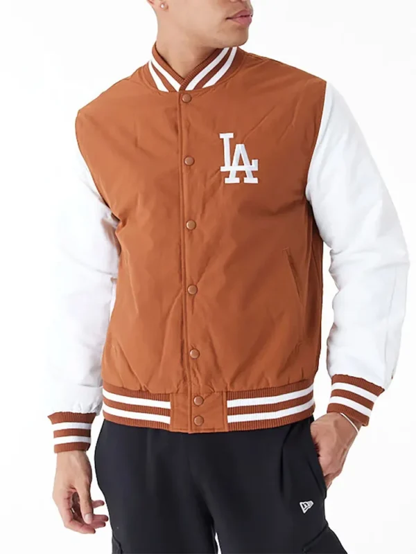 LA Dodgers Wordmark Brown Bomber Jacket