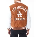 LA Dodgers Wordmark Brown Bomber Jacket