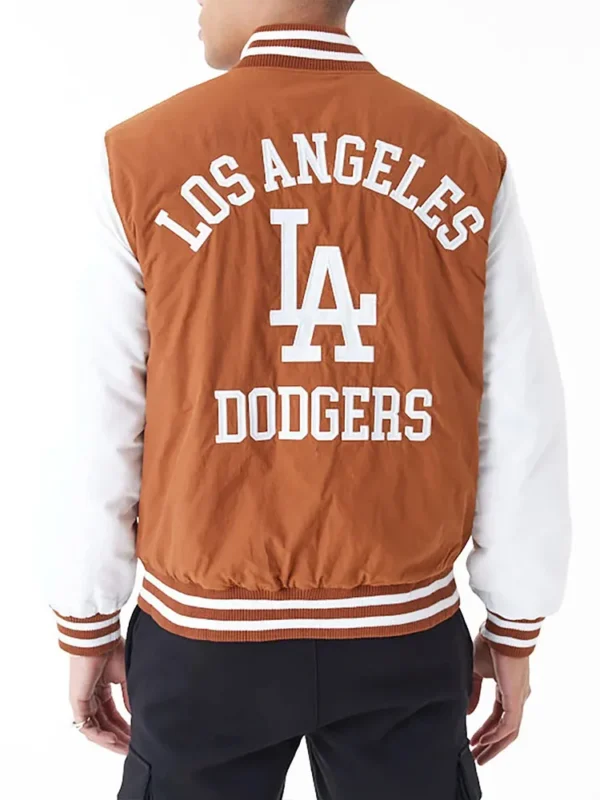 LA Dodgers Wordmark Brown Bomber Jacket