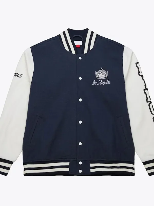LA Kings Navy and White Fleece Varsity Jacket