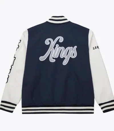 LA Kings Navy and White Fleece Varsity Jacket