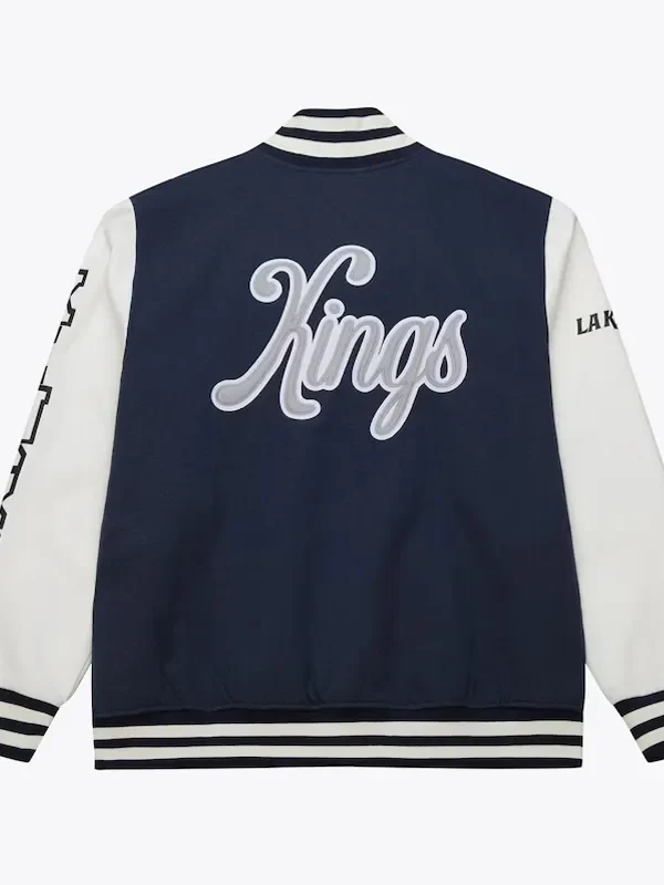 LA Kings Navy and White Fleece Varsity Jacket