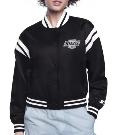 LA Kings Printed Logo Varsity Satin Jacket