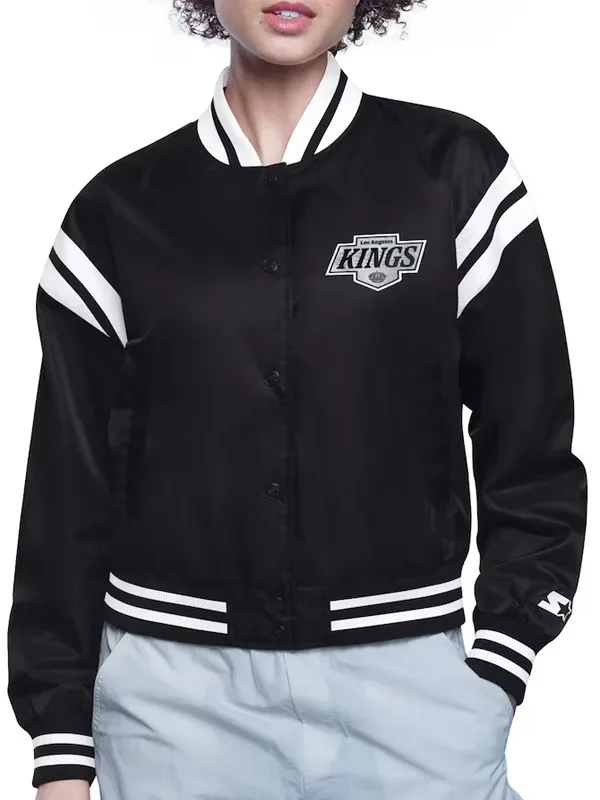 LA Kings Printed Logo Varsity Satin Jacket