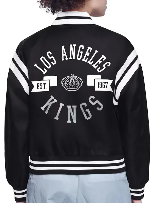 LA Kings Printed Logo Varsity Satin Jacket