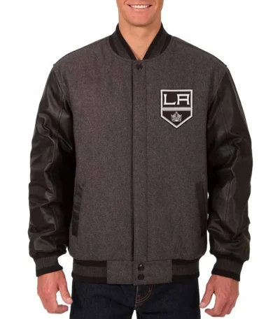 LA Kings Varsity Black and Charcoal Jacket