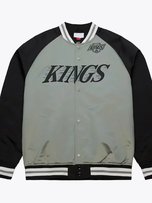 LA Kings Vintage Logo Double Clutch Gray Satin Jacket