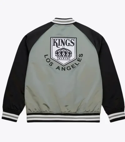 LA Kings Vintage Logo Double Clutch Gray Satin Jacket