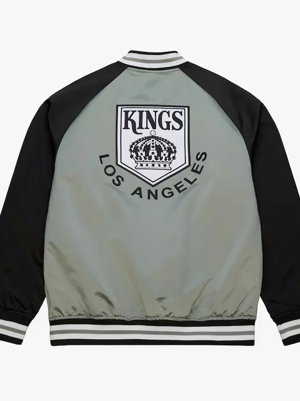 LA Kings Vintage Logo Double Clutch Gray Satin Jacket
