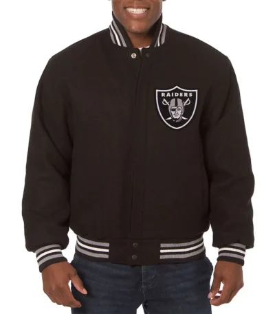 LA Las Vegas Raiders Varsity Black Wool Jacket