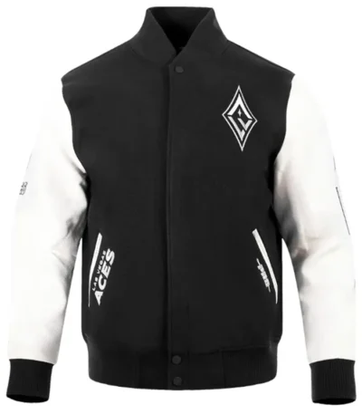 Las Vegas Aces Classic Chenille Black and White Varsity Jacket