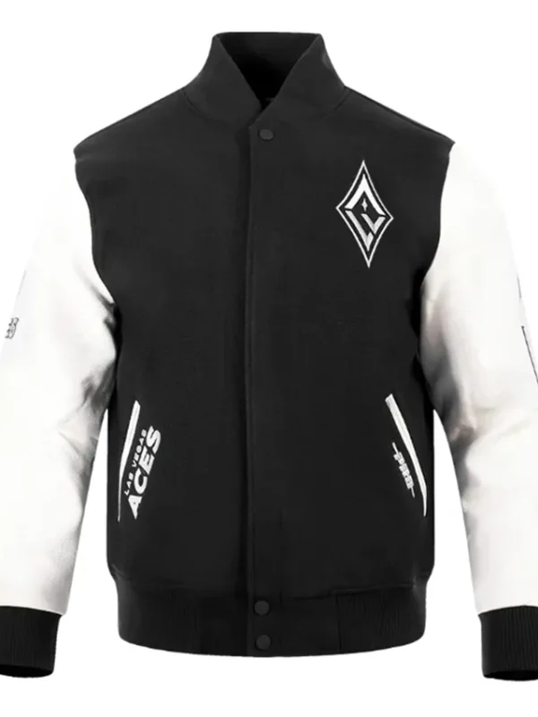 Las Vegas Aces Classic Chenille Black and White Varsity Jacket