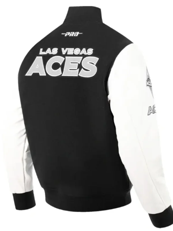 Las Vegas Aces Classic Chenille Black and White Varsity Jacket