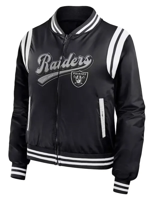 Las Vegas Raiders Black Bomber Full-Zip Jacket