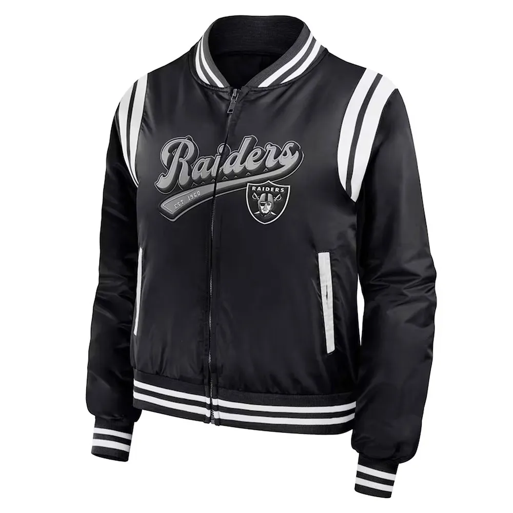 Las Vegas Raiders Black Bomber Full-Zip Jacket Las Vegas Raiders Black Bomber Full-Zip Jacket