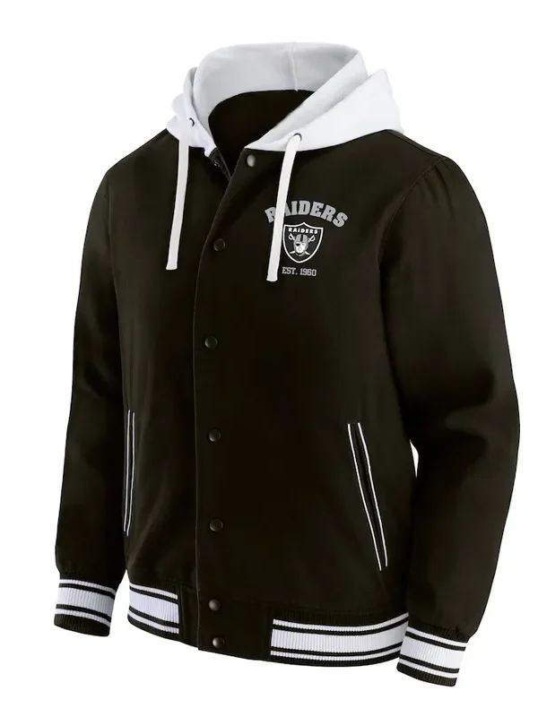 Las Vegas Raiders Black Cotton Hooded Jacket