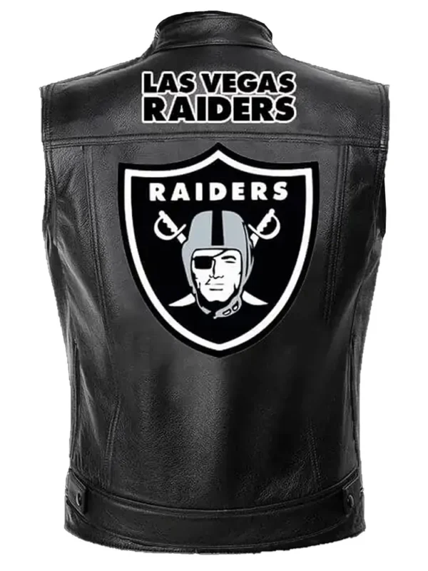 Las Vegas Raiders Black Leather Vest