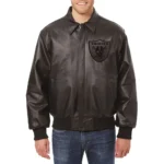 Las Vegas Raiders Black Tonal Leather Jacket