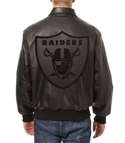 Las Vegas Raiders Black Tonal Leather Jacket