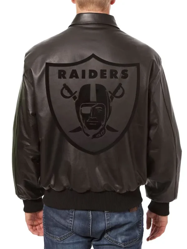 Las Vegas Raiders Black Tonal Leather Jacket