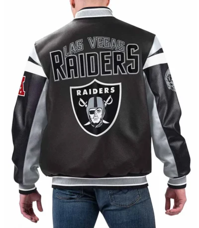 Las Vegas Raiders Black Varsity Full-Zip Leather Jacket