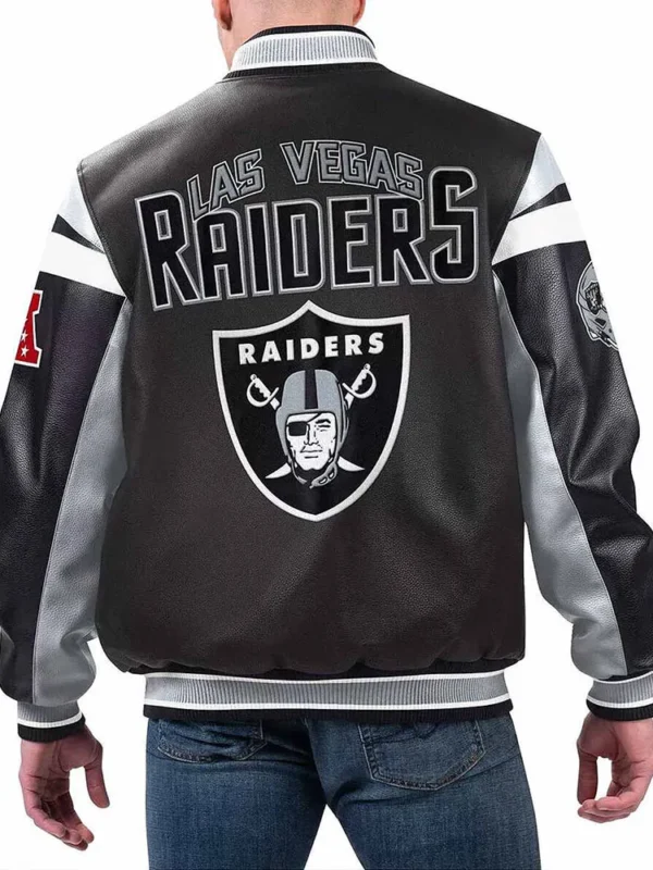 Las Vegas Raiders Black Varsity Full-Zip Leather Jacket
