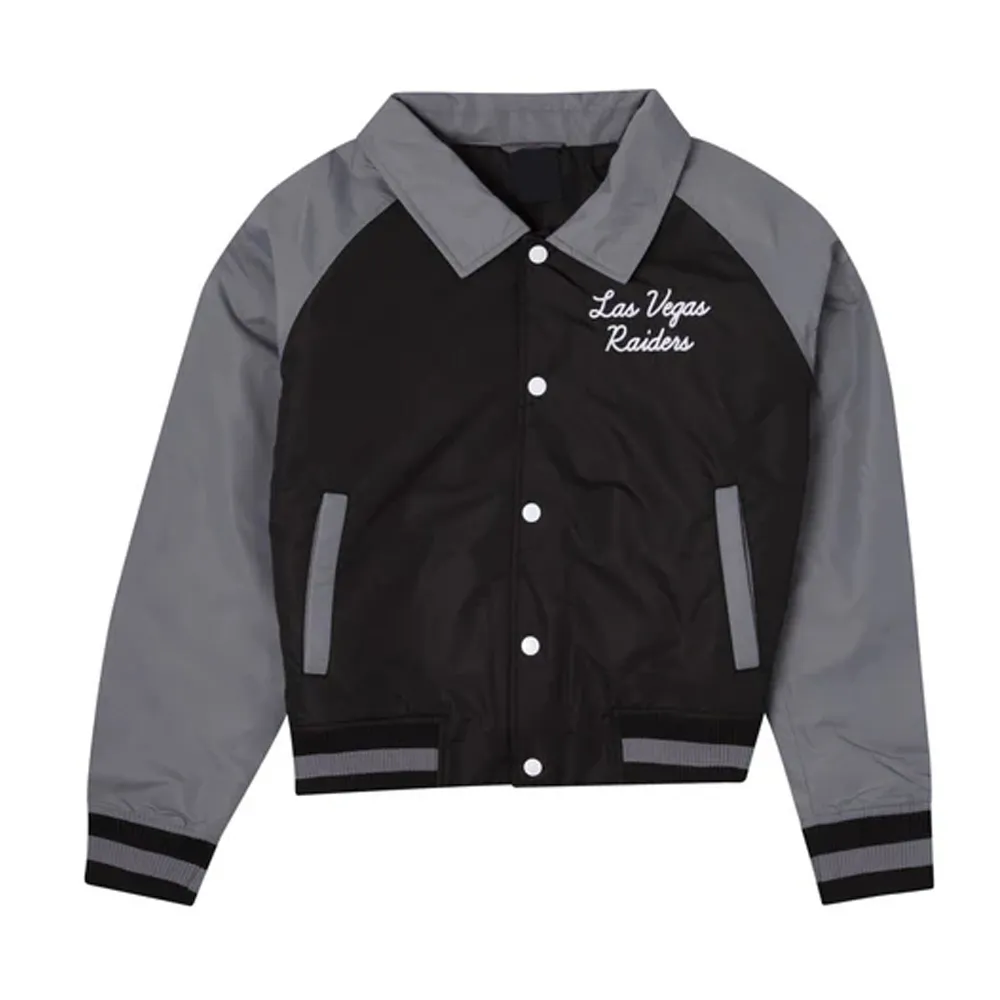 Las Vegas Raiders Black and Gray Throwback Jacket Las Vegas Raiders Black and Gray Throwback Jacket