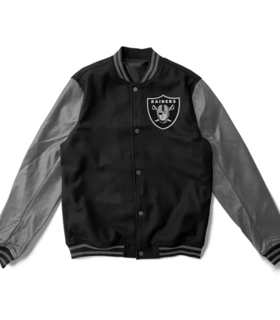 Las Vegas Raiders Black and Gray Varsity Jacket