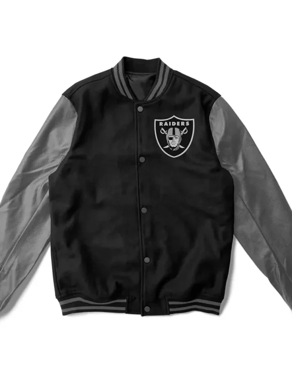 Las Vegas Raiders Black and Gray Varsity Jacket