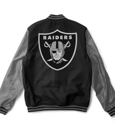 Las Vegas Raiders Black and Gray Varsity Jacket