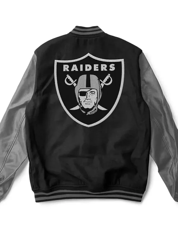 Las Vegas Raiders Black and Gray Varsity Jacket