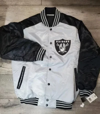 Las Vegas Raiders Black and White Satin Jacket