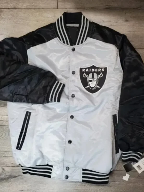 Las Vegas Raiders Black and White Satin Jacket