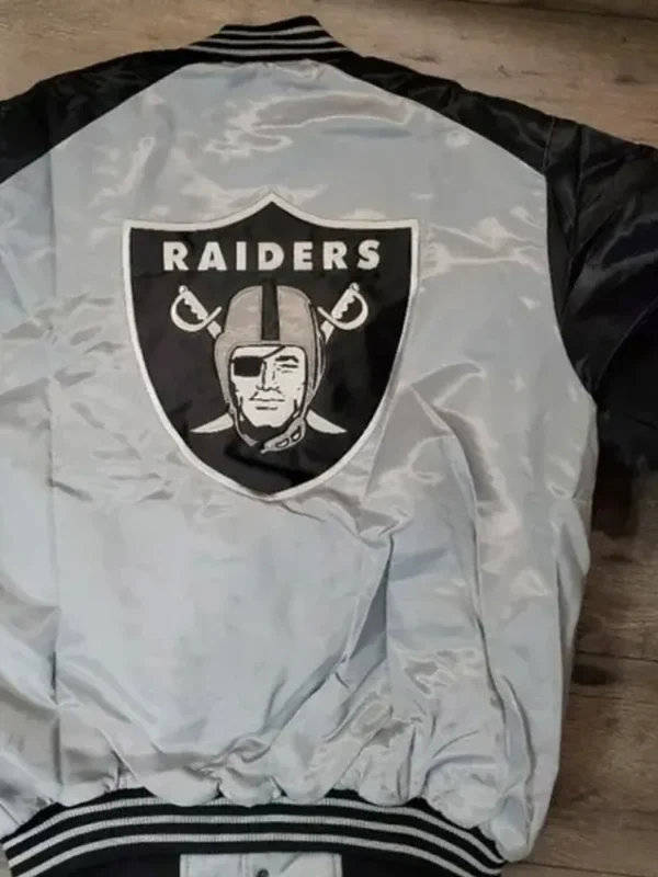 Las Vegas Raiders Black and White Satin Jacket