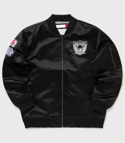 Las Vegas Raiders Bomber Black Lightweight Satin Jacket