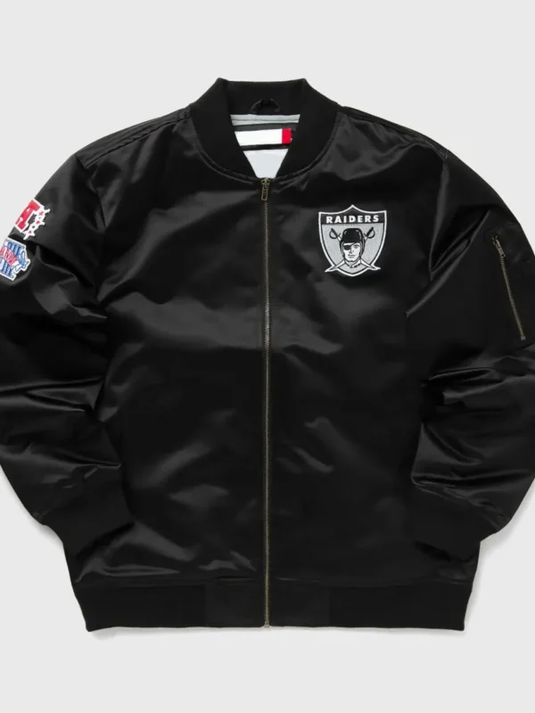 Las Vegas Raiders Bomber Black Lightweight Satin Jacket