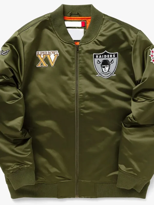 Las Vegas Raiders Bomber Green Satin Jacket