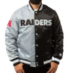 Las Vegas Raiders Bomber Satin Black and Grey Jacket