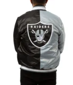 Las Vegas Raiders Bomber Satin Black and Grey Jacket