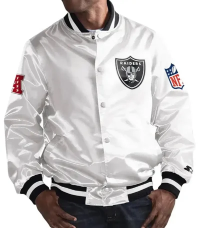 Las Vegas Raiders Bomber White Jacket
