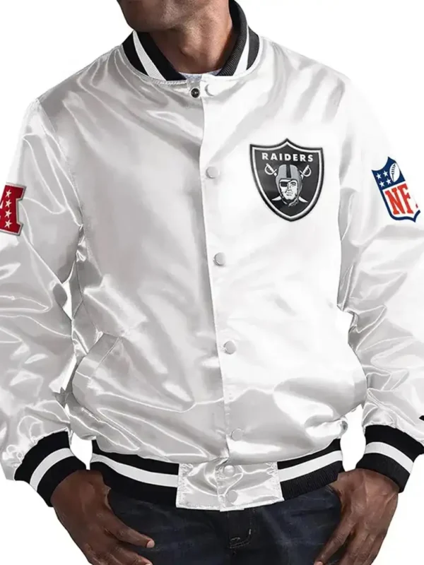 Las Vegas Raiders Bomber White Jacket