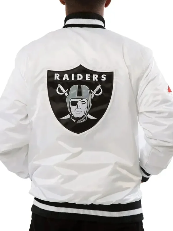 Las Vegas Raiders Bomber White Jacket