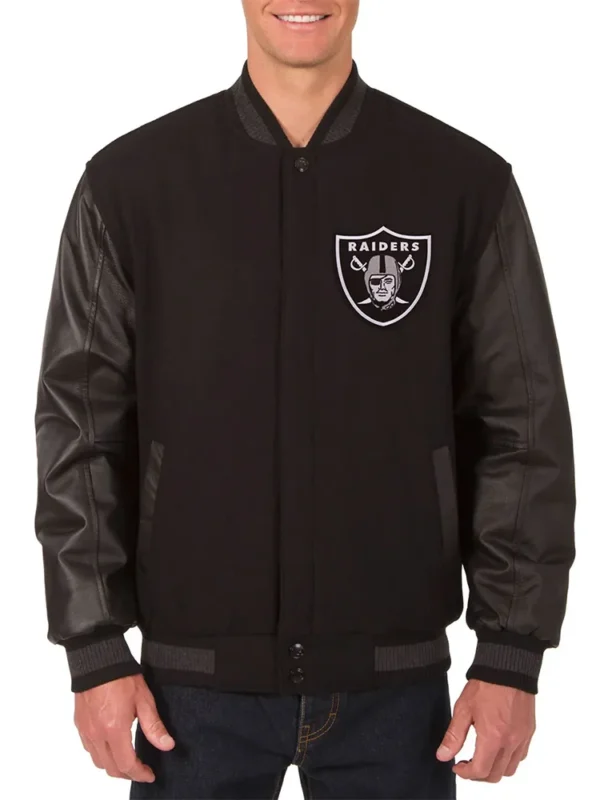 Las Vegas Raiders Embroidered Varsity Black Jacket