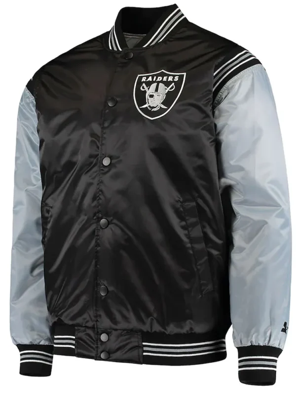 Las Vegas Raiders Enforcer Black-Grey Satin Jacket