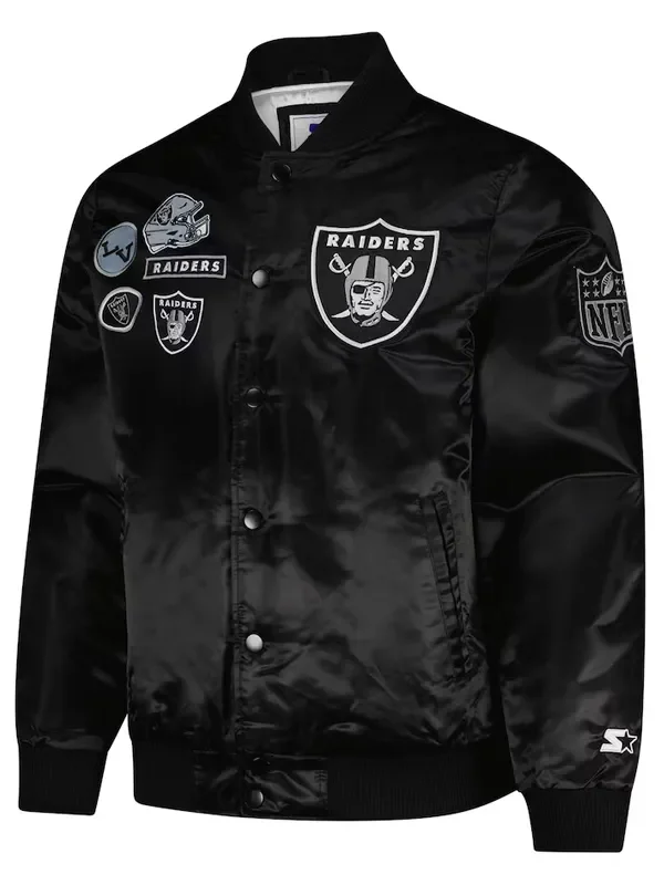 Las Vegas Raiders Exclusive Black Varsity Satin Jacket